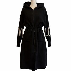 Unbranded • Black LOVE Sleeve Zip Hoodie Drawstring Waist Jacket